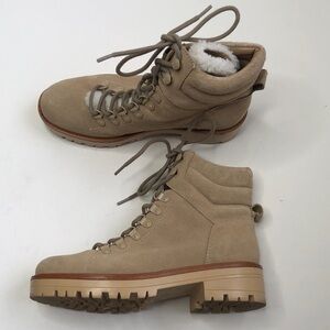 Marc Fisher Idaron Lug Sole tan suede hiking boots